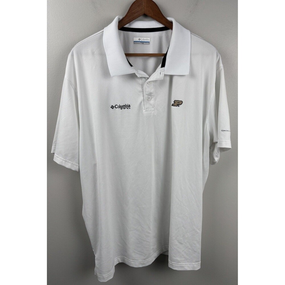 Columbia PFG Purdue Boilermakers Polo Shirt Mens 2XL Golf Collegiate Fishing